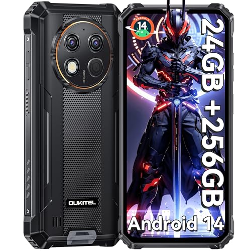 Rugged Smartphone Unlocked 24+256GB Android 14 6.52” HD Display 10600mAh IP68 Waterproof Dual Sim NFC Q5823