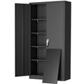 72" Black Locking Metal Storage Cabinet with 4 Adjustable Shelves Z586157