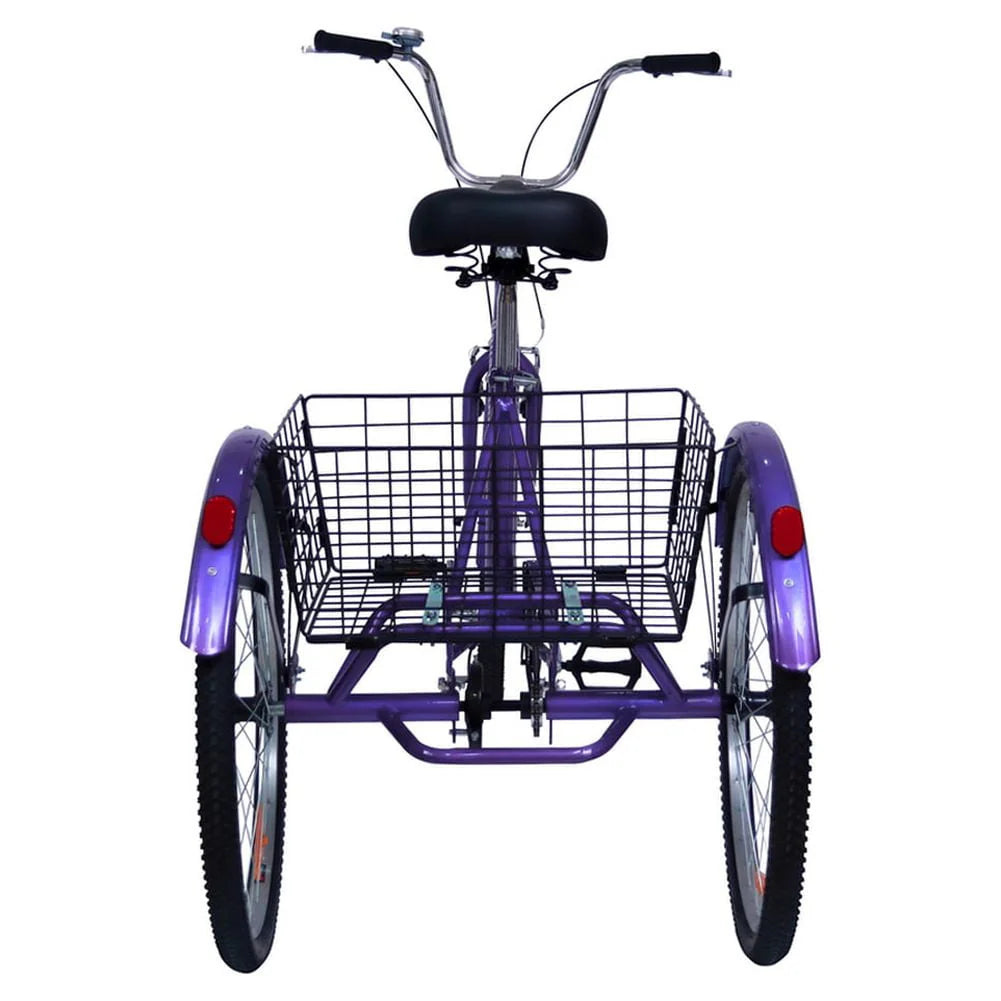 Purple 3 Wheeled Adult Tricycle with Shopping Basket D203012
