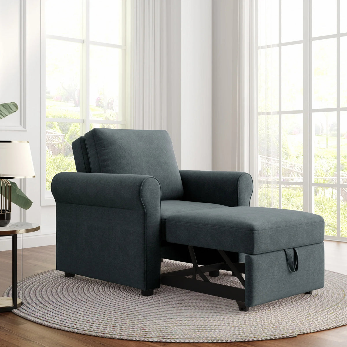 Dark Blue 3-in-1 Convertible Sofa Bed Chair N943