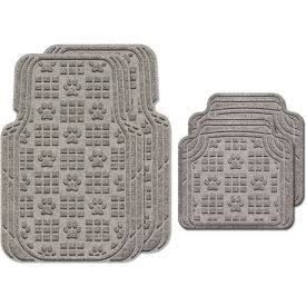 Large Medium Gray Full Set of 4 Car Mats with Pawprint Pattern M685