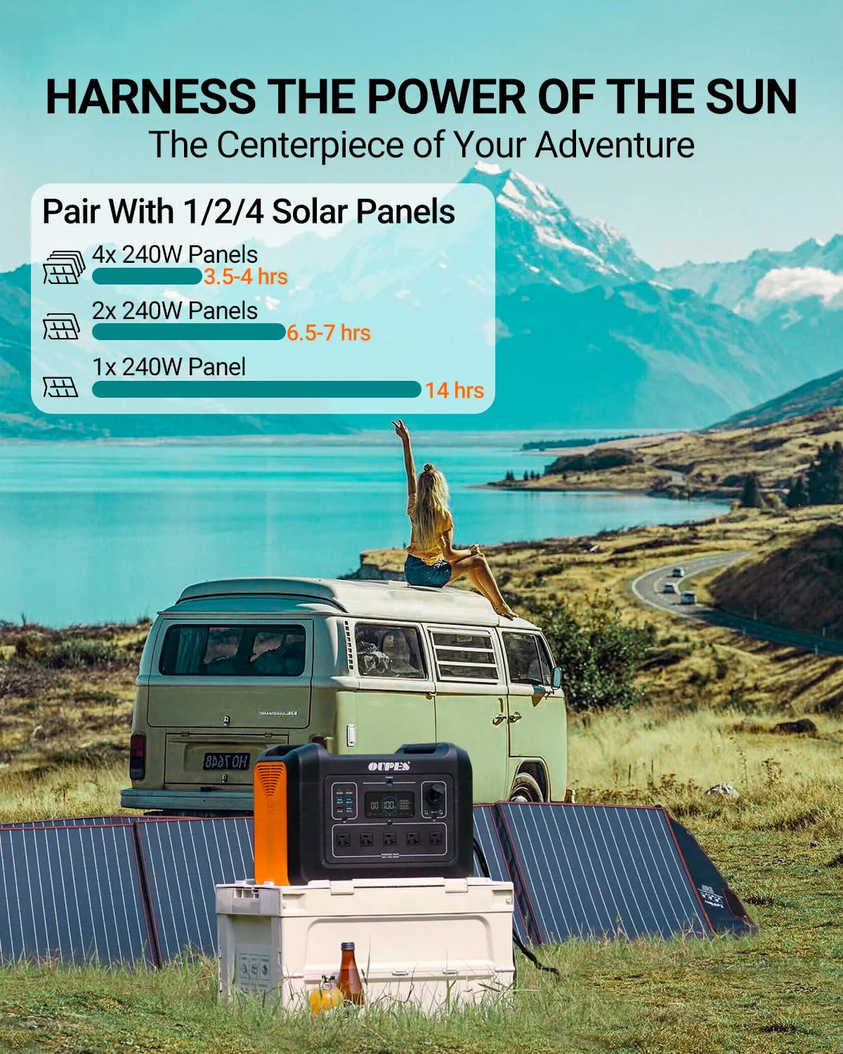 2400W 2232Wh Portable Power Station with 4 240W Solar Panels Z76352