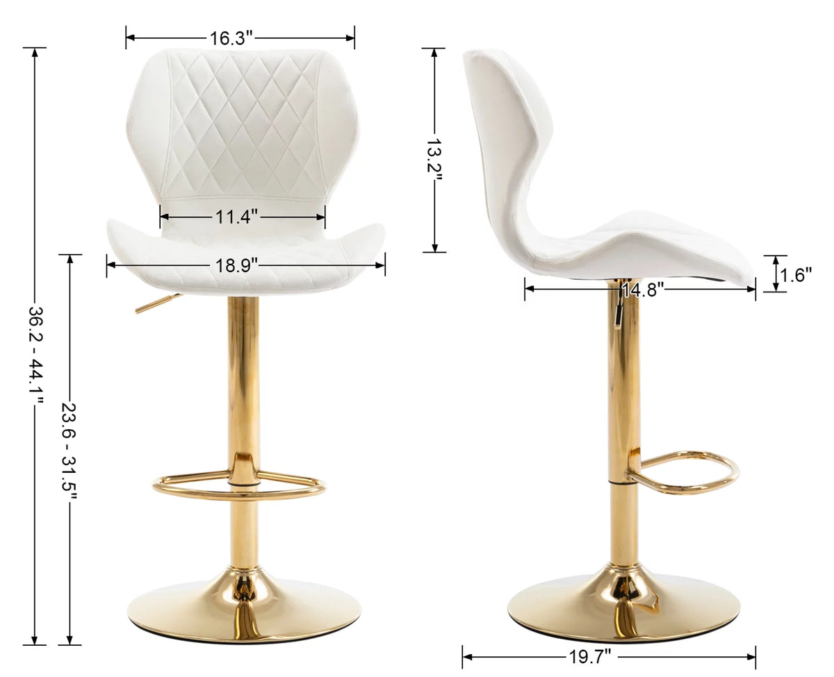 Adjustable Swivel Velvet Bar Stools Set of 2 L68341