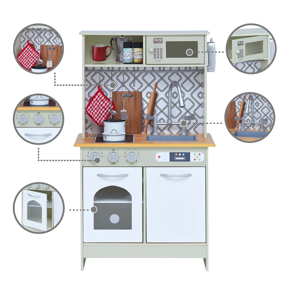 Green/White Wooden Kitchen Playset Q545803