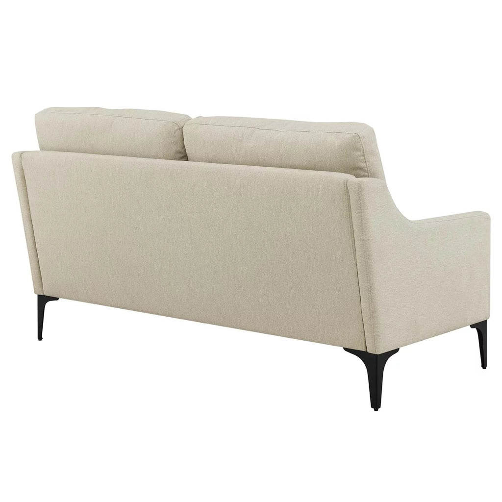 Beige Upholstered Fabric Loveseat E4567