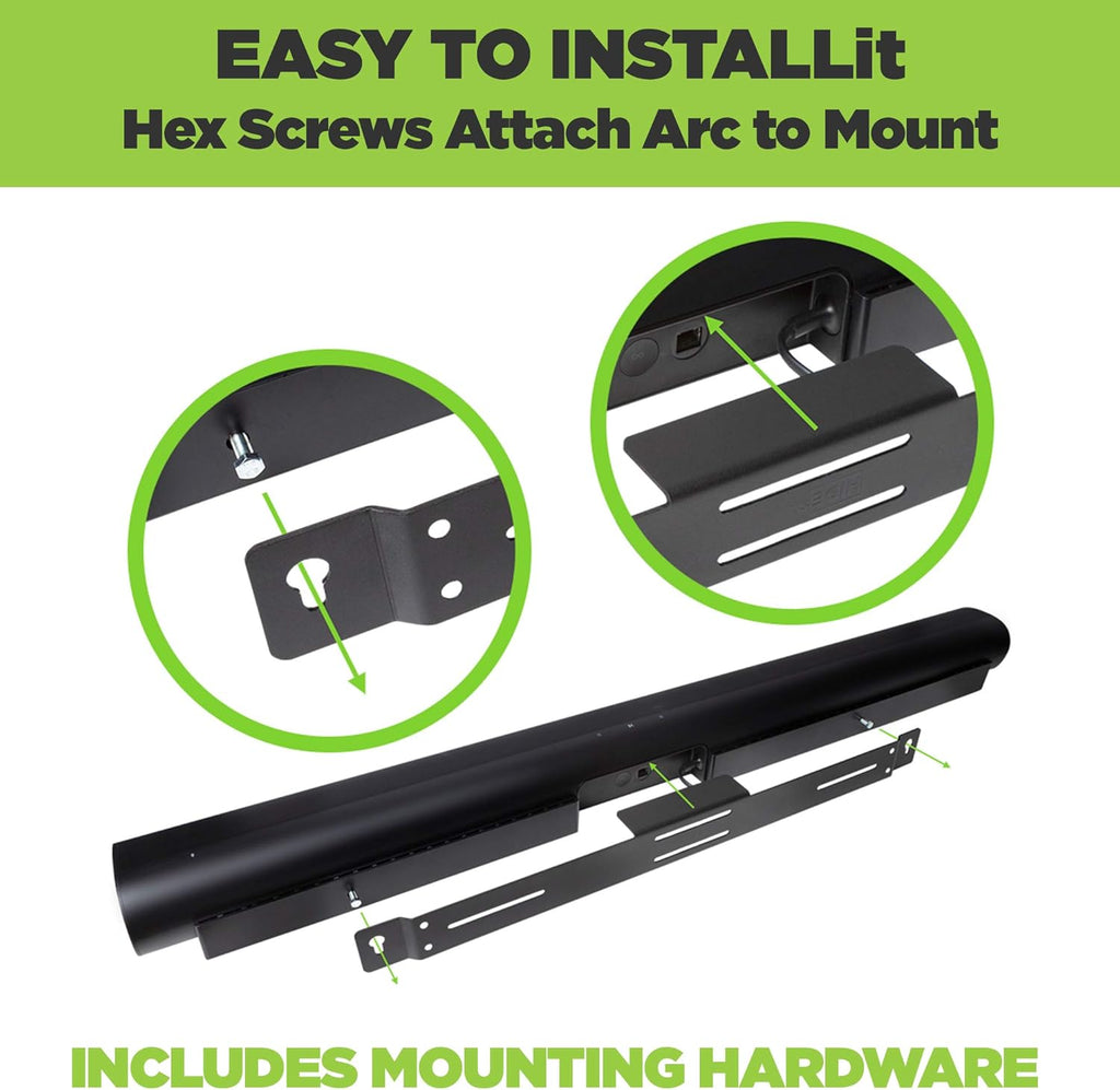 Black Steel Soundbar Wall Mount for Sonos Arc, Pack of 2 D706