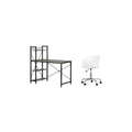 Ash Oak Desk with Bookcase and White Swivel Chair Set I418164