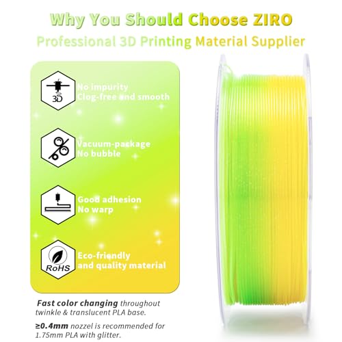 1.75mm Sparkle Glitter PLA 3D Printing Filament 1kg Spool P897