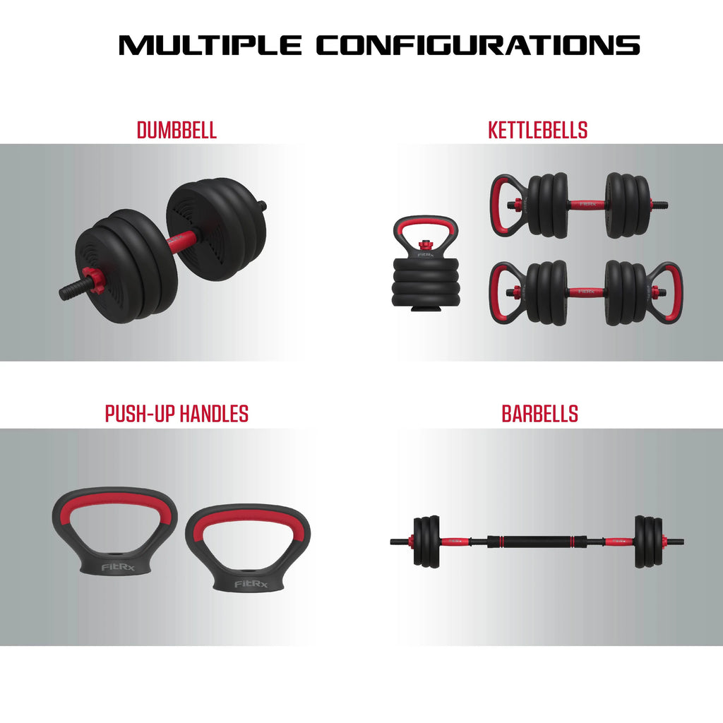 60 lbs Adjustable Dumbbell, Barbell, and Kettlebell Weight Set U6572
