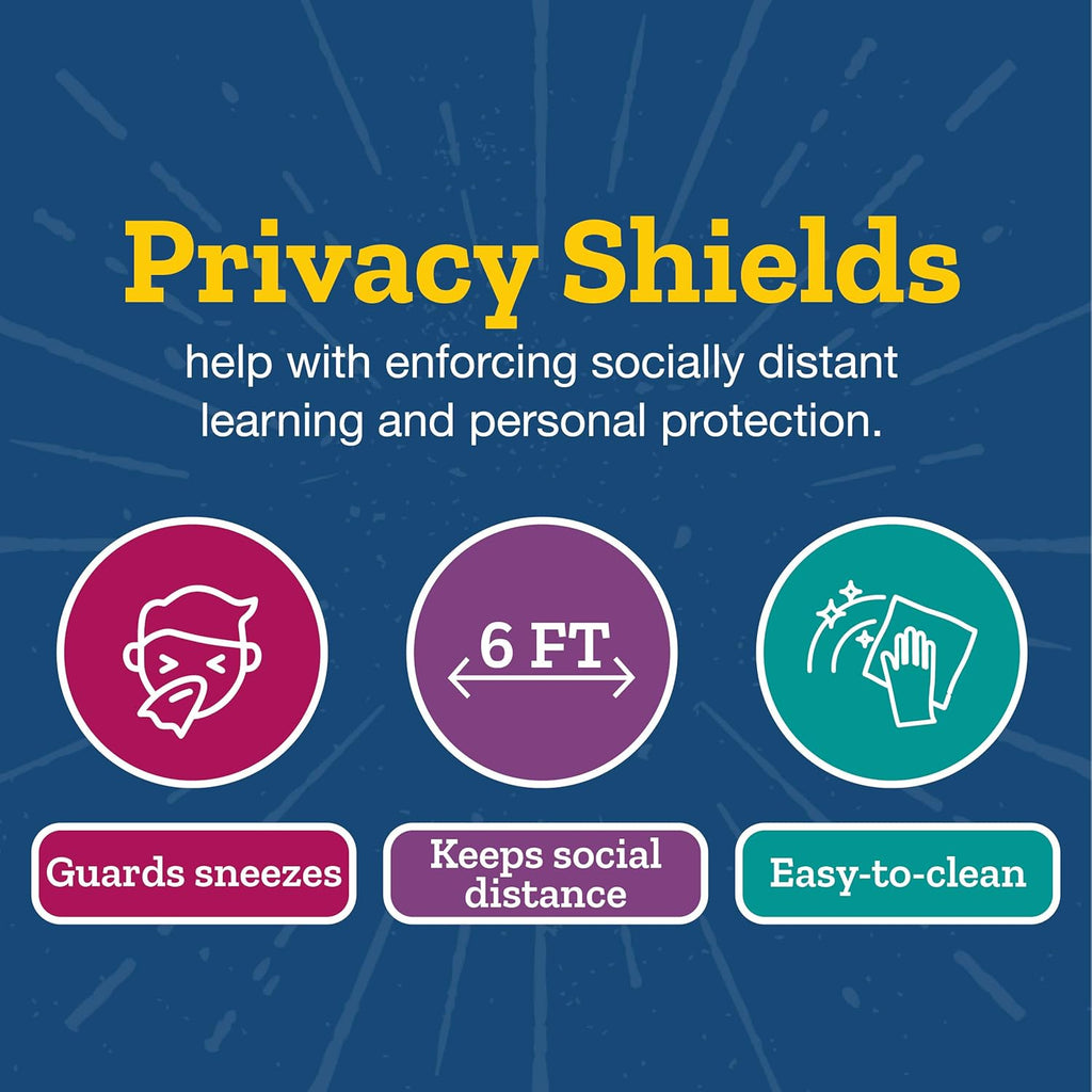 Set of 12 Blue Matte Privacy Shields for Student Desks D2189