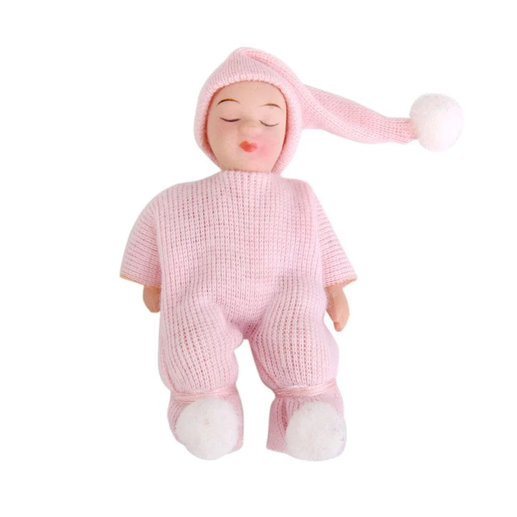 Porcelain Doll People Figure with Pink Sweater & Hat Y4815