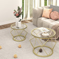 Round Coffee Table Set of 2 with Tempered Glass Top M529