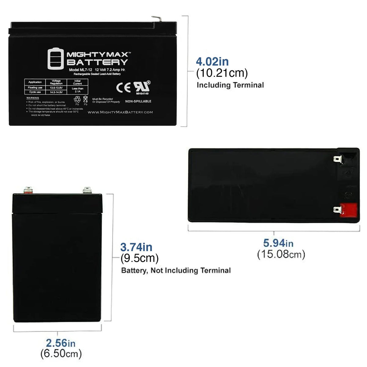 12V 7.2AH Electric Scooter Battery + 12V 1Amp Charger B254
