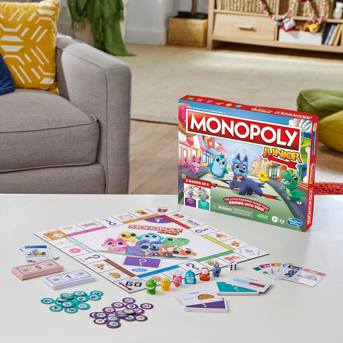 Monopoly Junior Board Game, 2-Sided Gameboard, 2 Games in 1 L129611