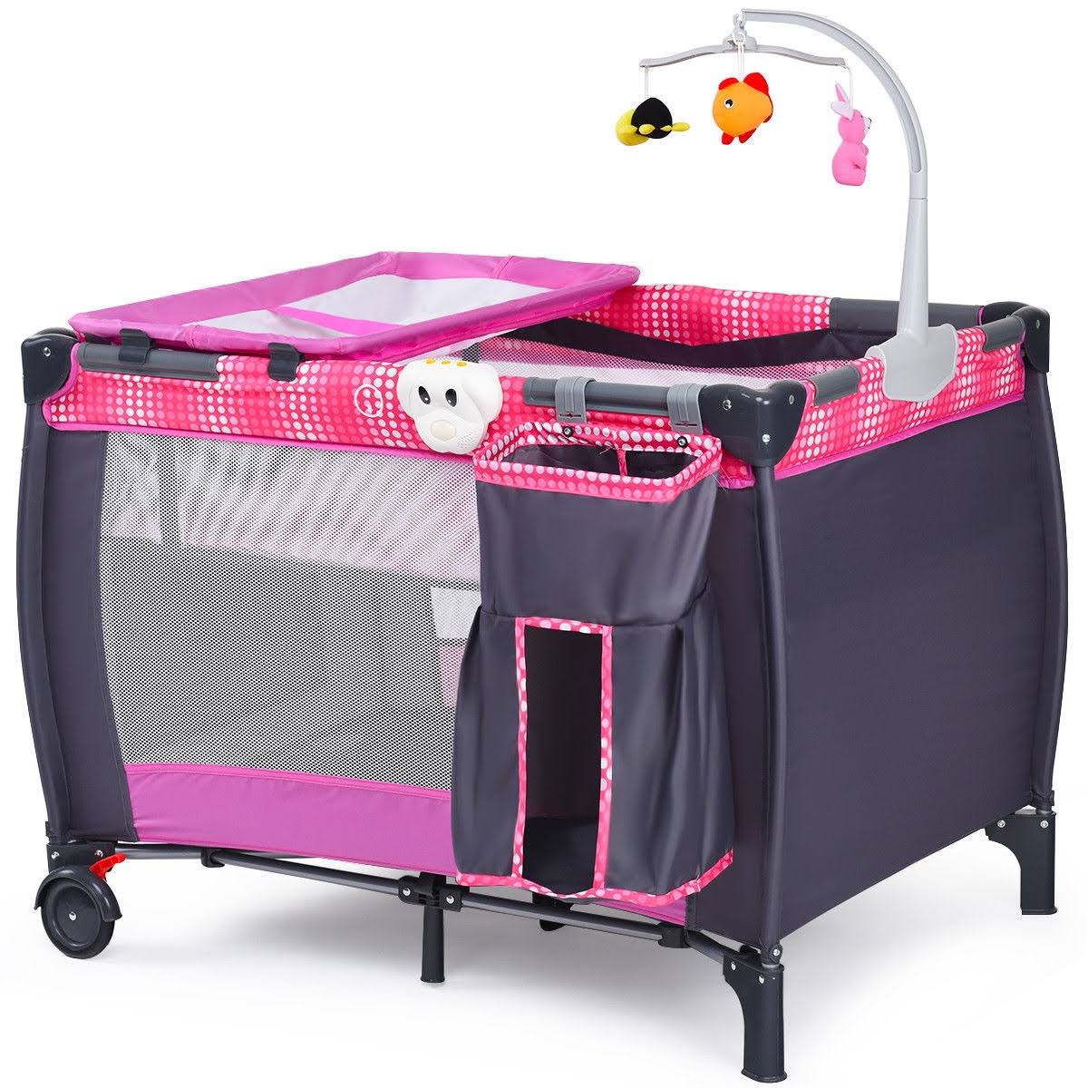 Foldable Travel Baby Crib Playpen Bassinet with Carry Bag R866684