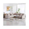 Linen Fabric 5Pc Reversible Sectional Sofa with Pillows H9283