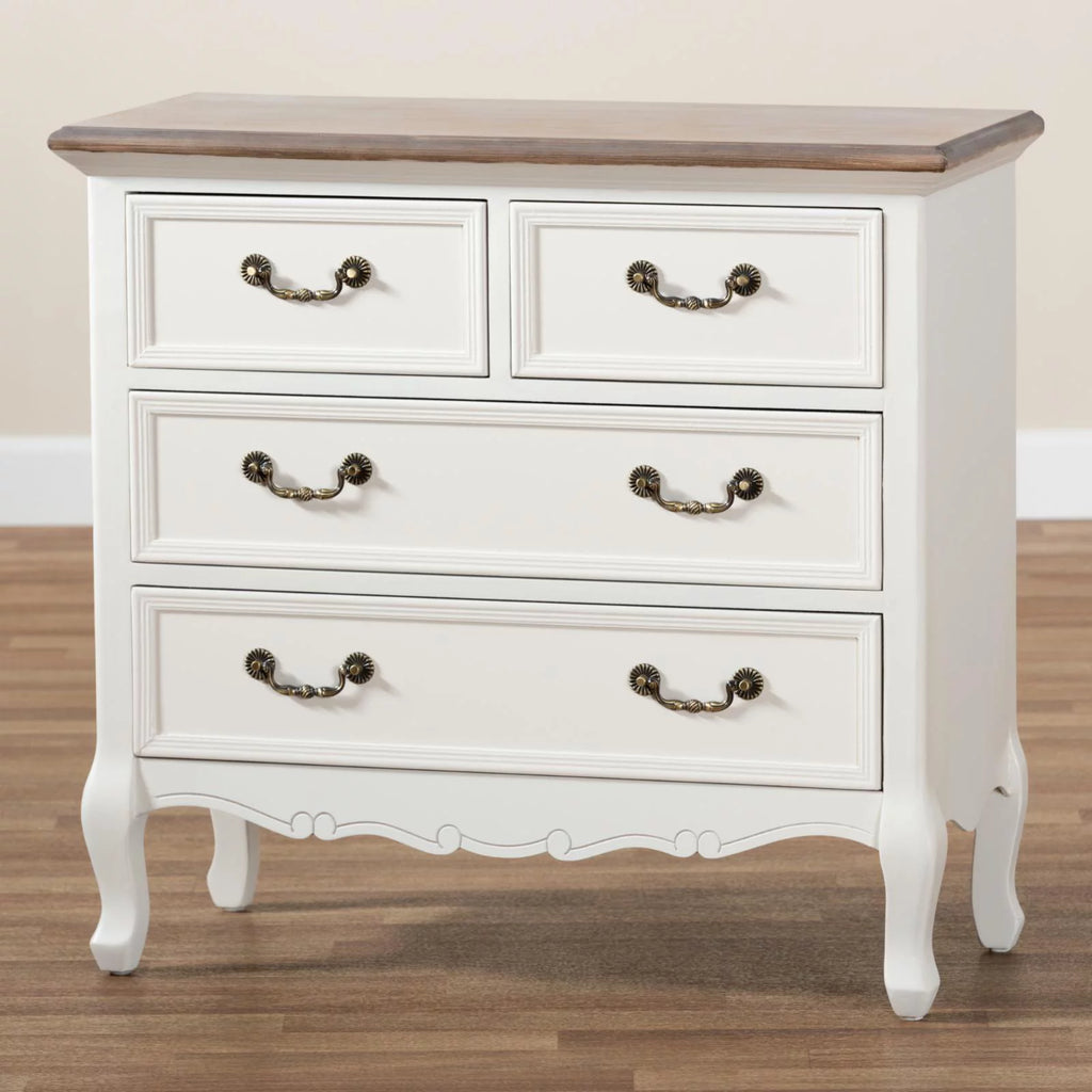 White and Oak 4-Drawer Accent Dresser L981078