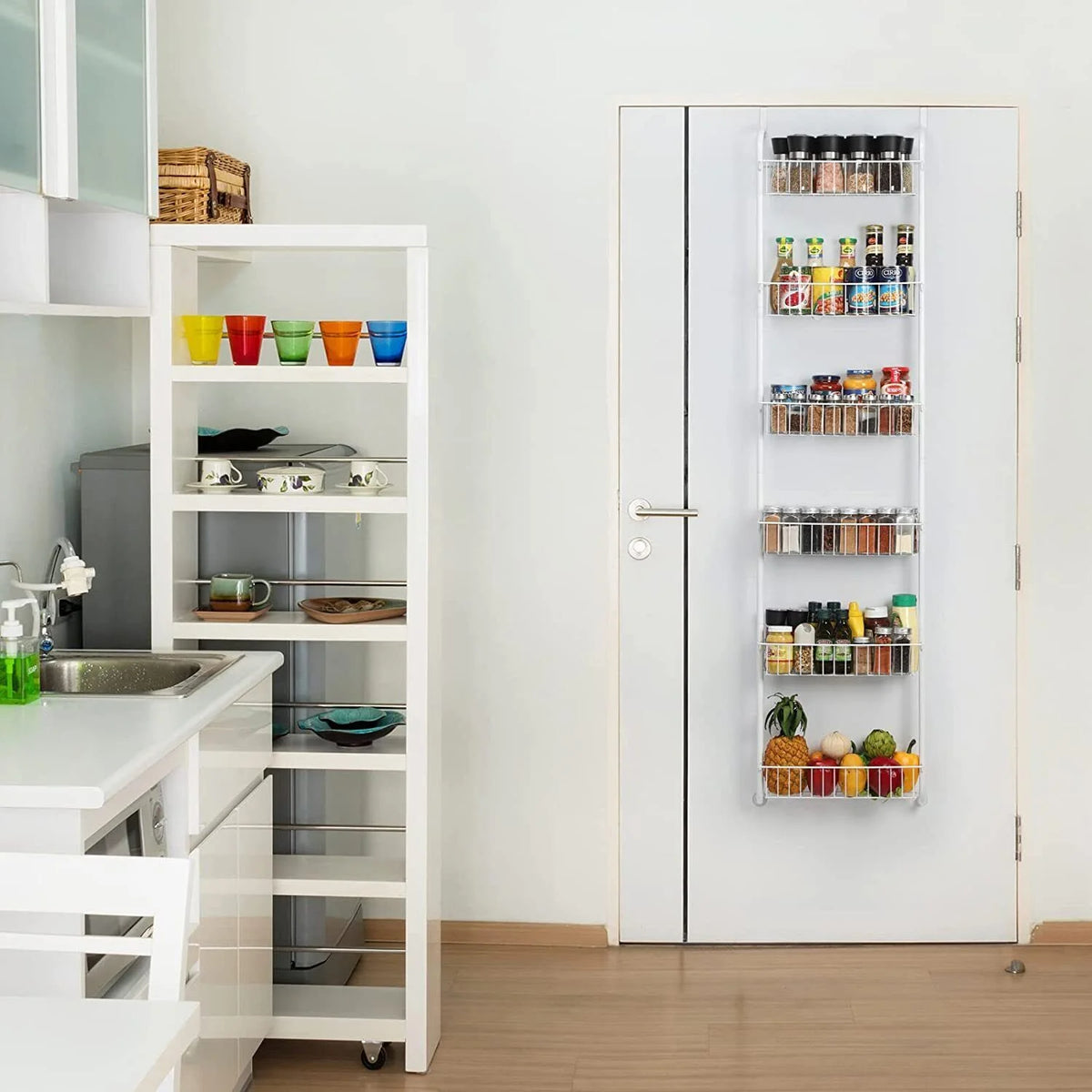 6-Tier Over The Door Pantry Organizer Rack Heavy-Duty Hanging Shelf C6031
