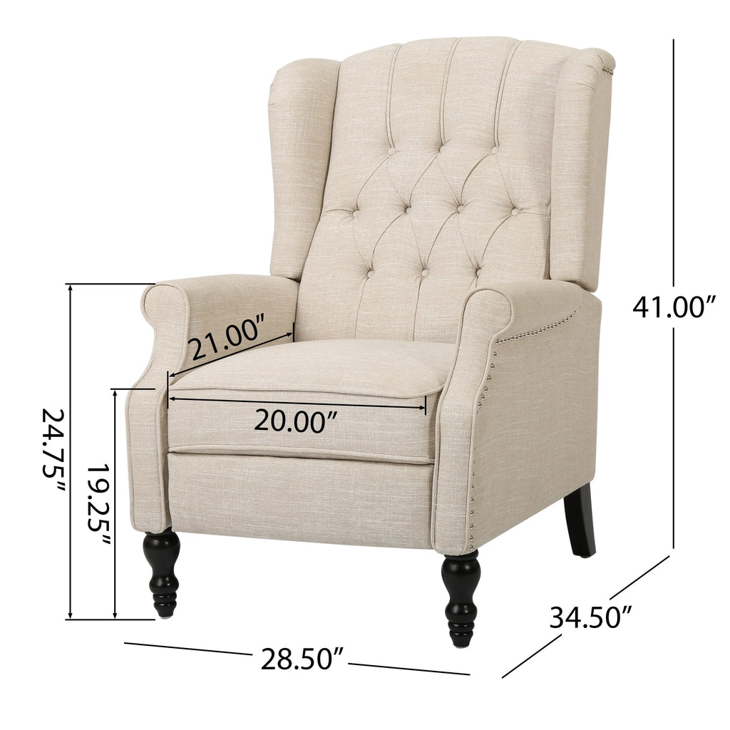 Beige Fabric Wingback Recliner B97211