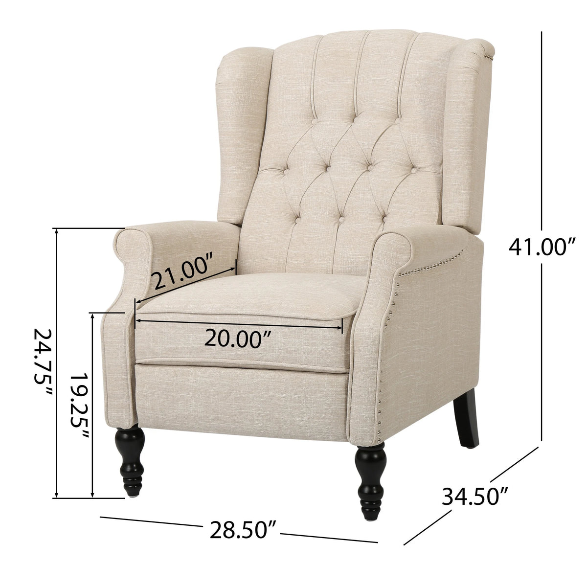 Beige Fabric Wingback Recliner B97211