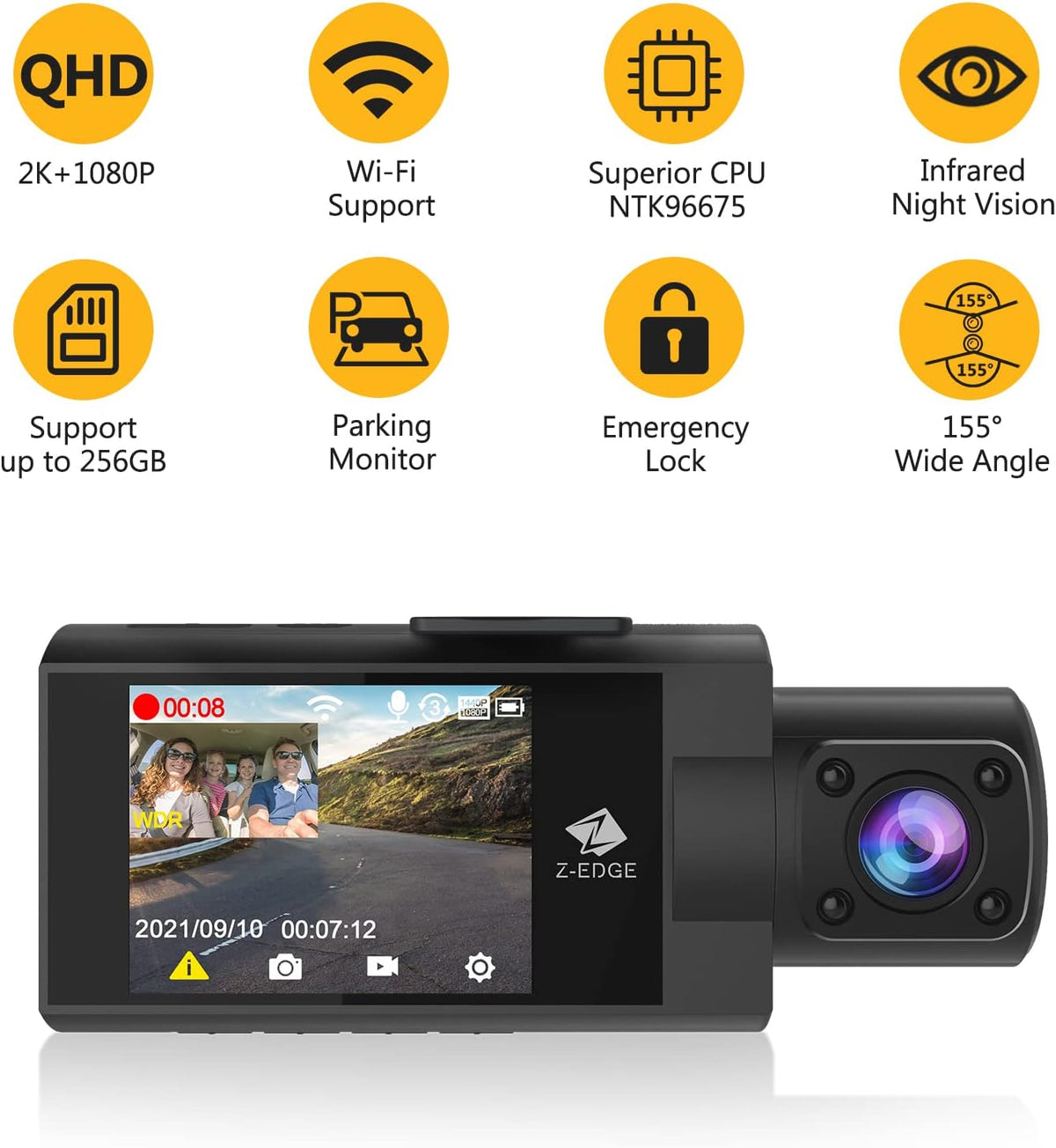 2K+1080P Dual Dash Cam with IR Night Vision R420650