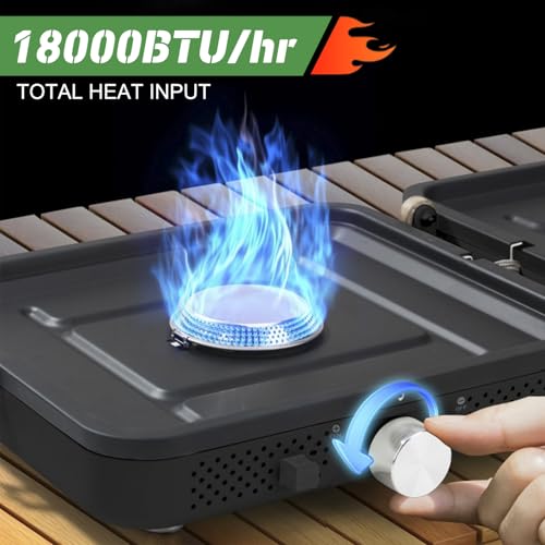 2-Burner Foldable Propane Camp Stove with Griddle and Carrying Bag V66086