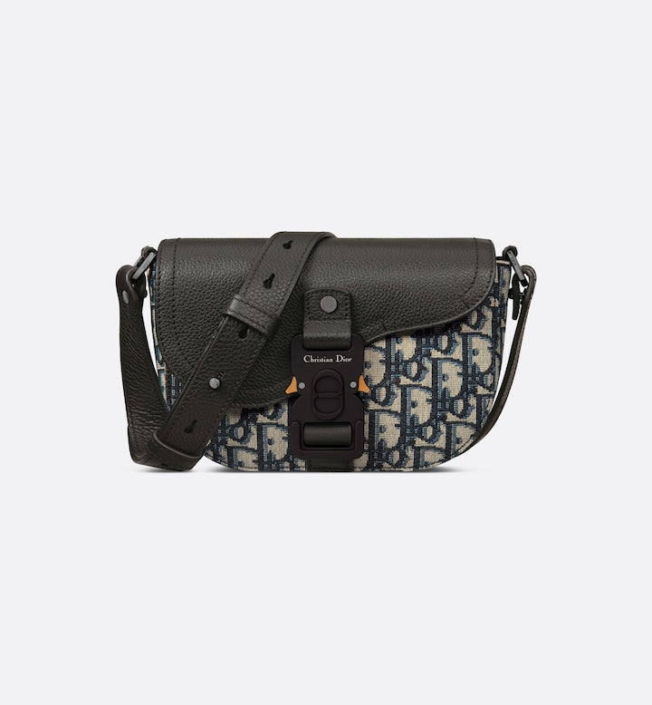 Beige and Black Oblique Jacquard Mini Saddle Messenger Bag O870985