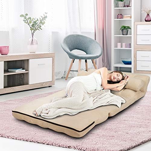 Gray Fabric Sleeper Sofa Bed with 2 Pillows Q777