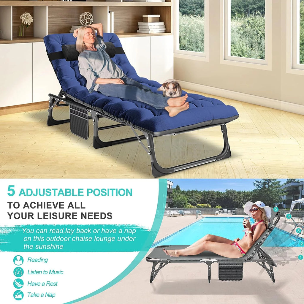 Folding Camping Cot with Cushion and Headrest D115