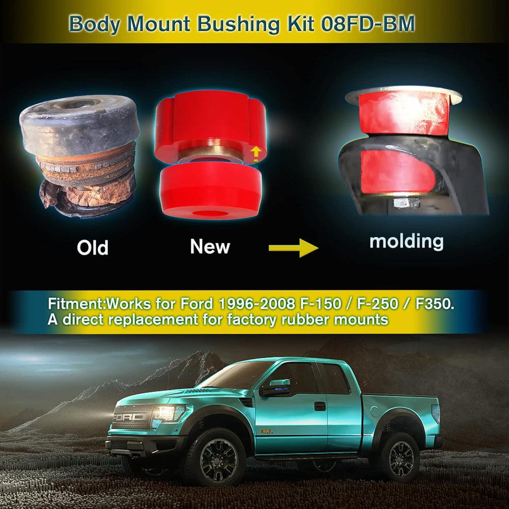 Red Polyurethane Body Mount Bushing Kit (12Pcs) Pack of 2 R4836