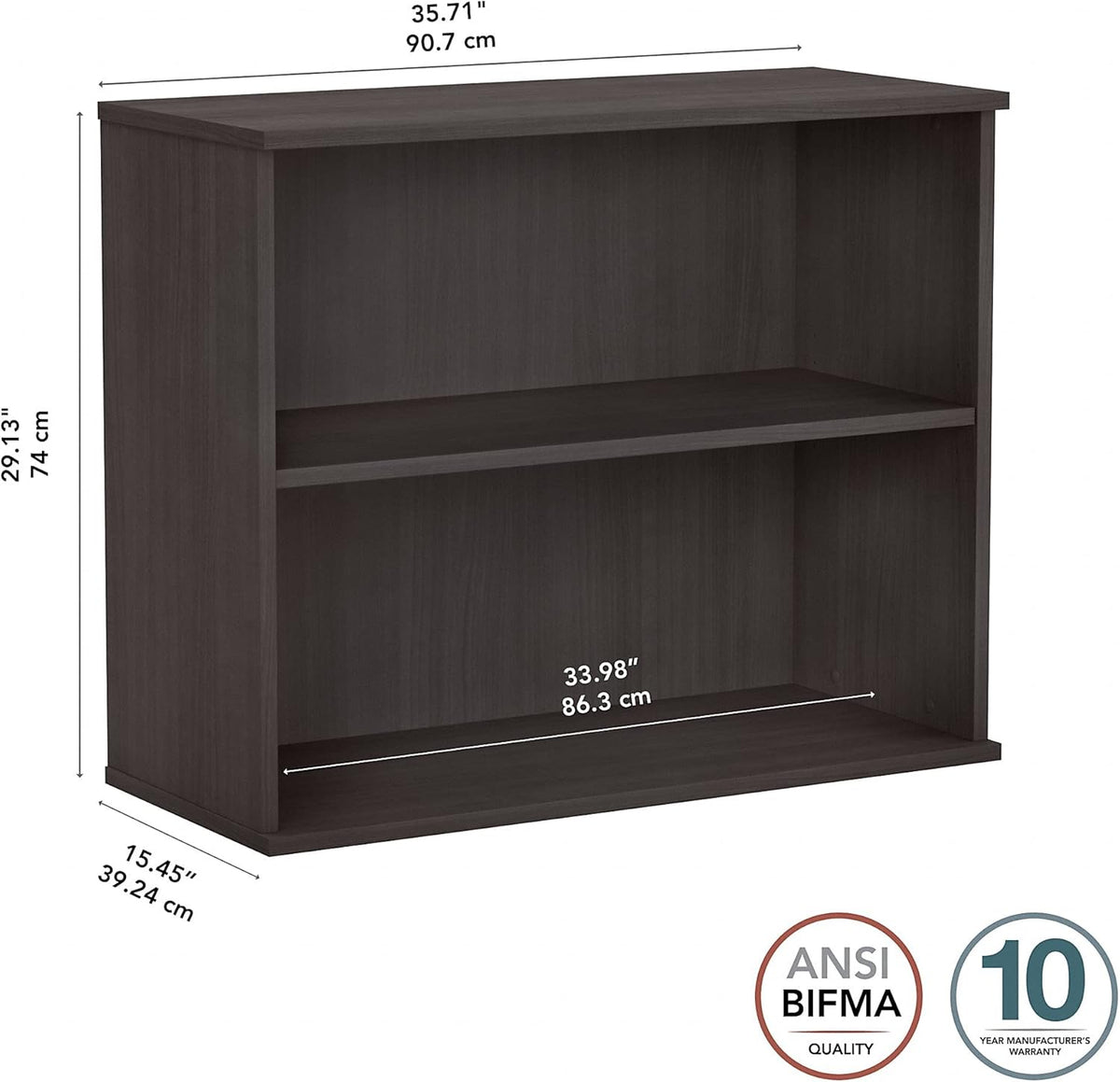 Small 2 Shelf Bookcase in Storm Gray K5263