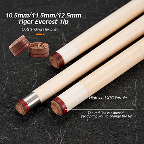 Canadian Maple Billiard Cue Set with Extension and Cue Case K520