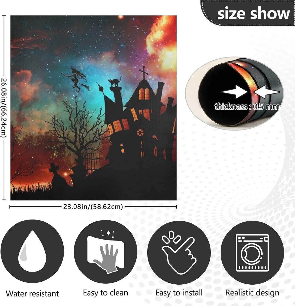 Halloween Witch Castle Dishwasher Magnet Cover, 23"x 26" E763