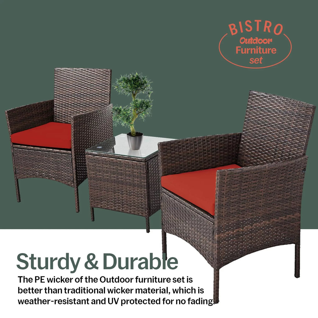 3 Piece Rattan Outdoor Furniture Set L2664
