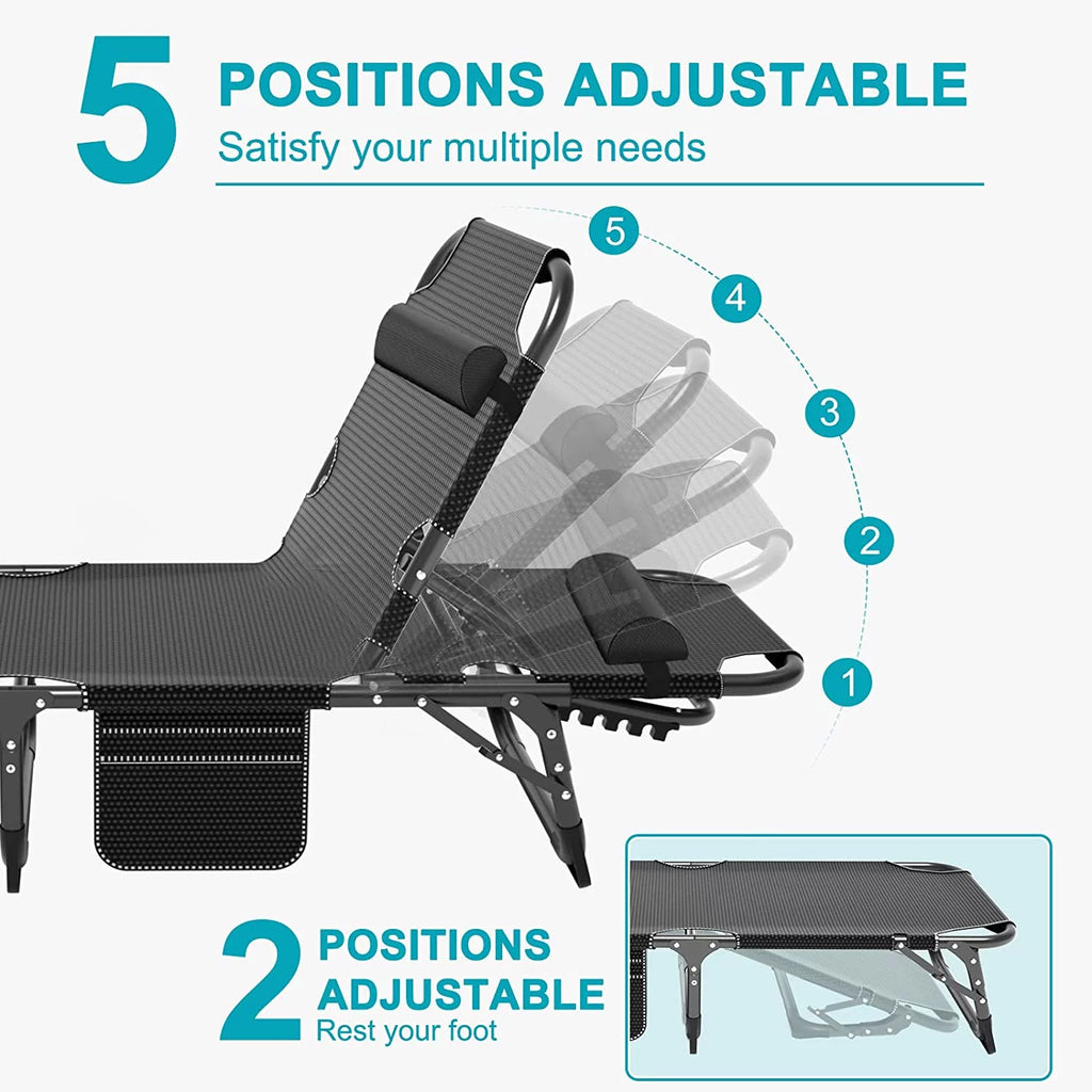 Folding Camping Cot with Cushion and Headrest D115