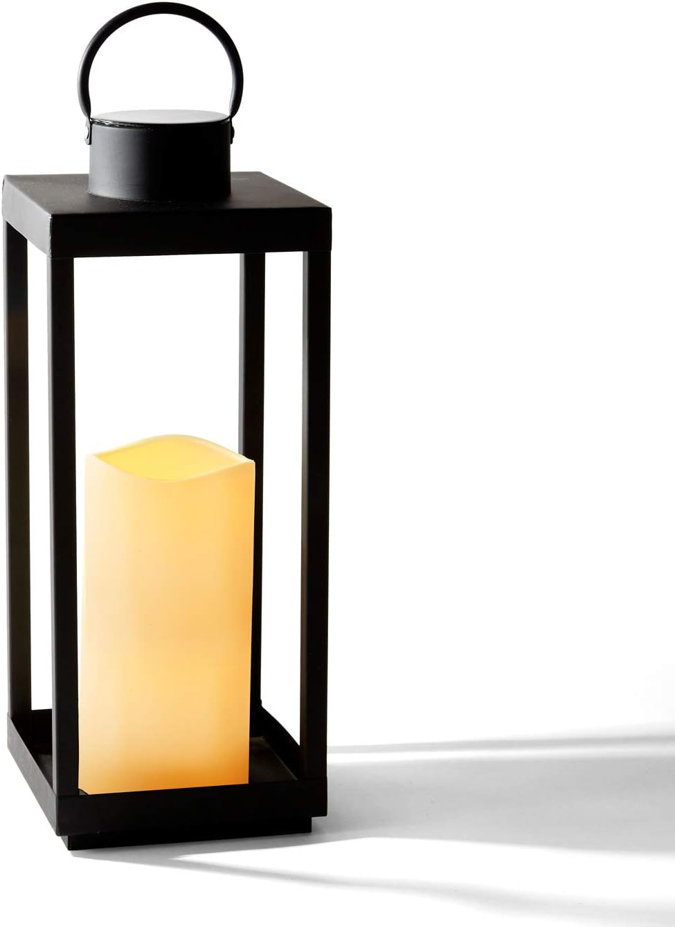 Large Outdoor Solar Lantern with Flameless Pillar Candle L558