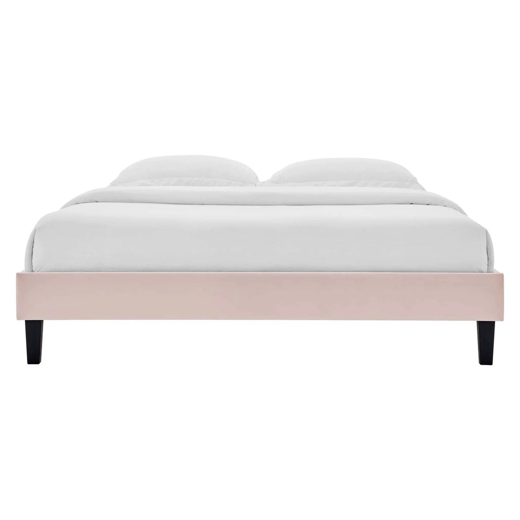Queen Size Velvet Platform Bed Frame A8375