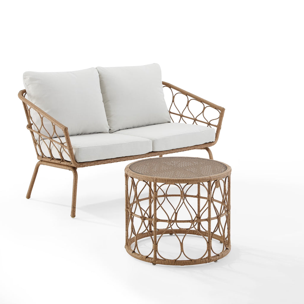 Natural Wicker Outdoor Conversation Set D1274