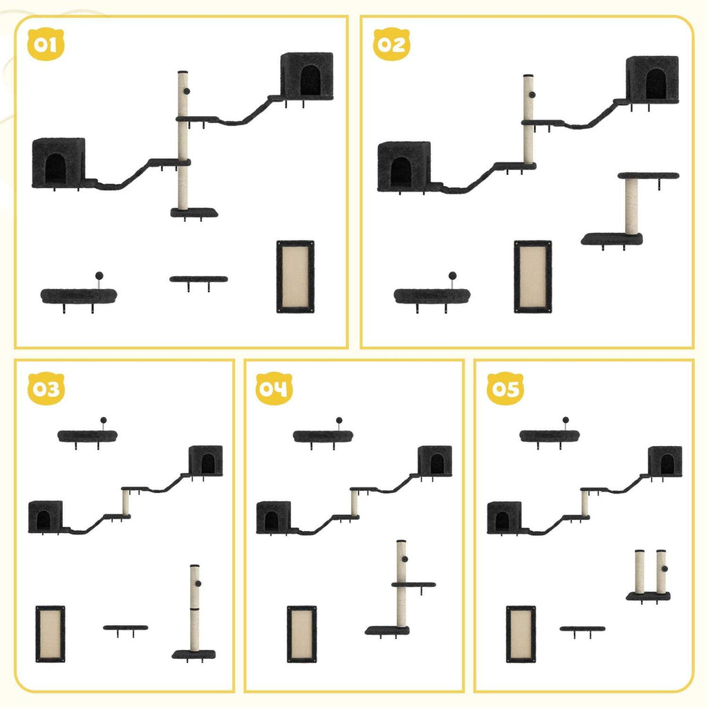 Wall-Mounted Cat Shelves Cat Tree Climber Set I9479