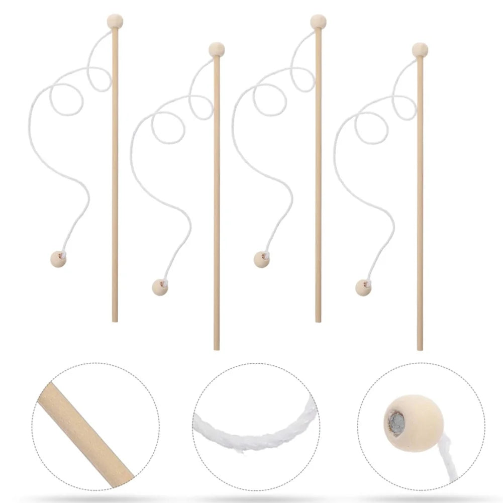 4 Pcs Wooden Magnetic Fishing Poles I633911