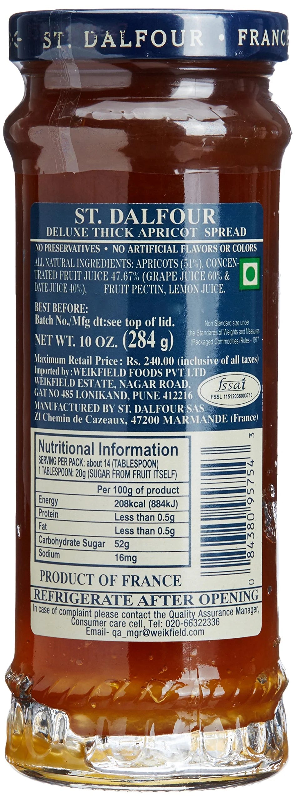 Apricot 100% Fruit Conserve 10 Ounce Pack of 6 J4937