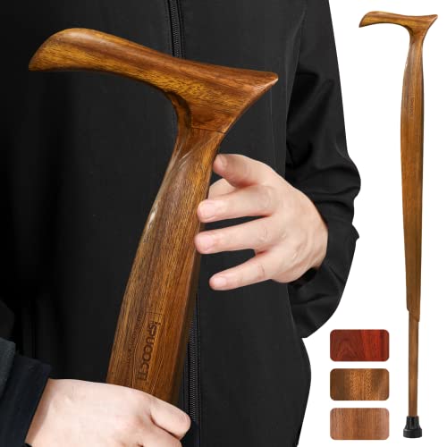Natural Solid Wood Walking Cane with 3 Rubber Tips and Travel Bag W38777