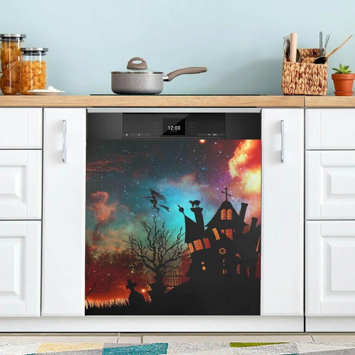 Halloween Witch Castle Dishwasher Magnet Cover, 23"x 26" E763