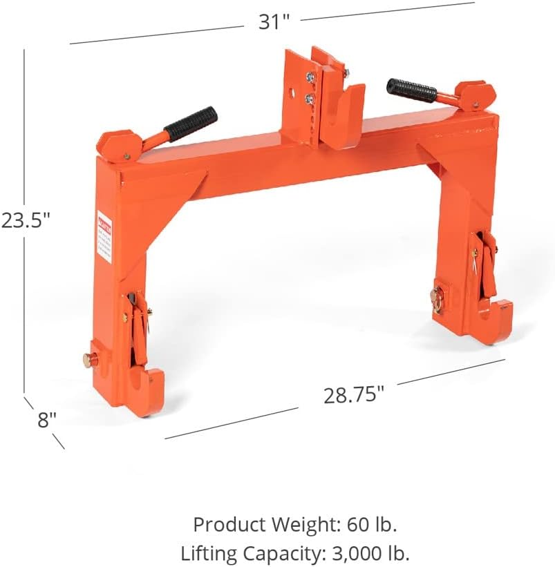 Orange Category 1 and 2 3 Point Quick Hitch A855