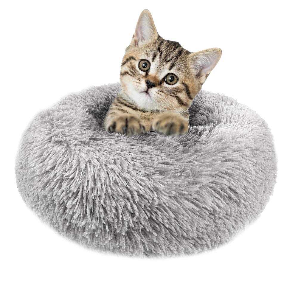 Round Plush Donut Pet Bed with Non-Slip Bottom S504