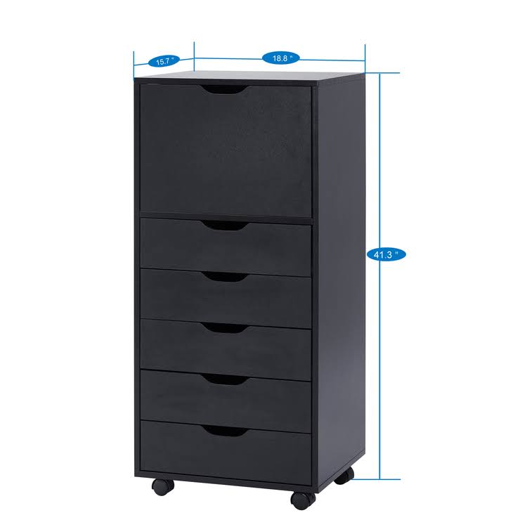 6-Drawer Black Office Storage Cabinet F331