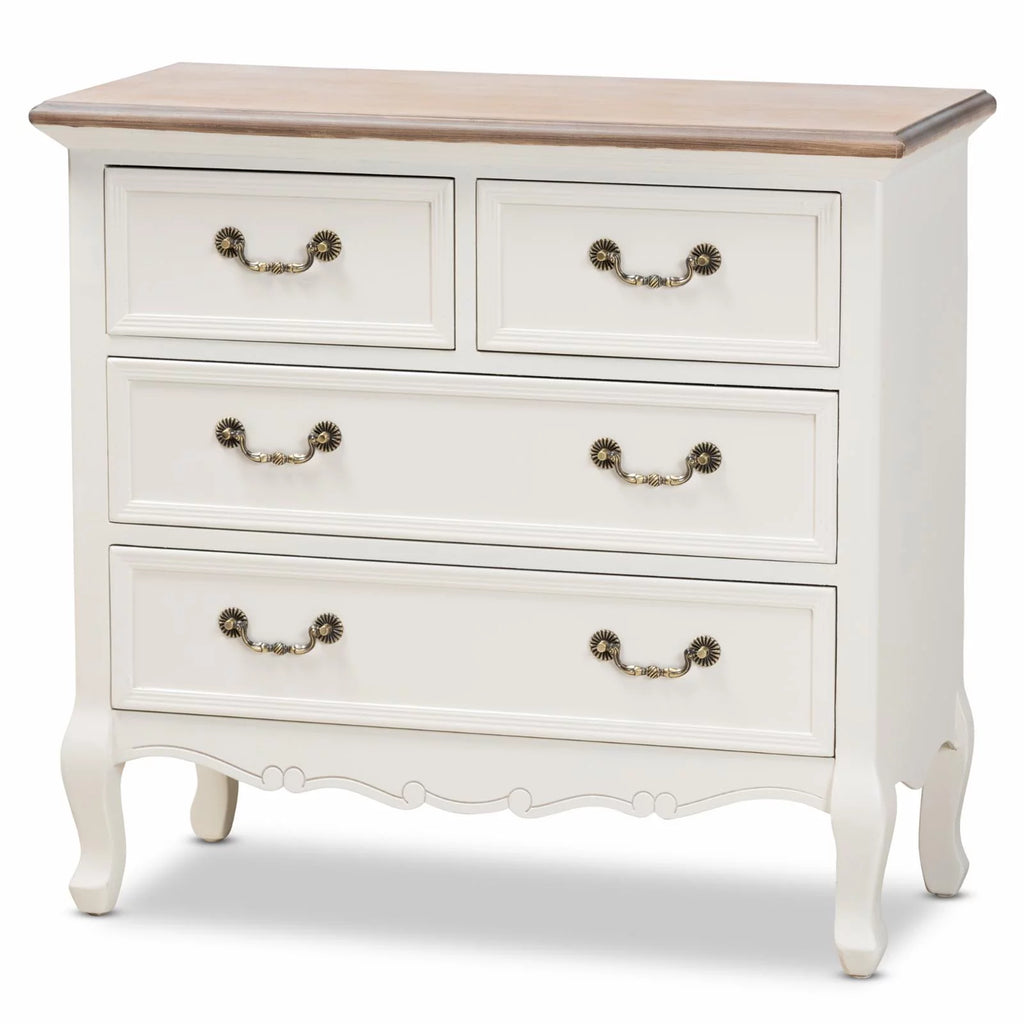 White and Oak 4-Drawer Accent Dresser L981078
