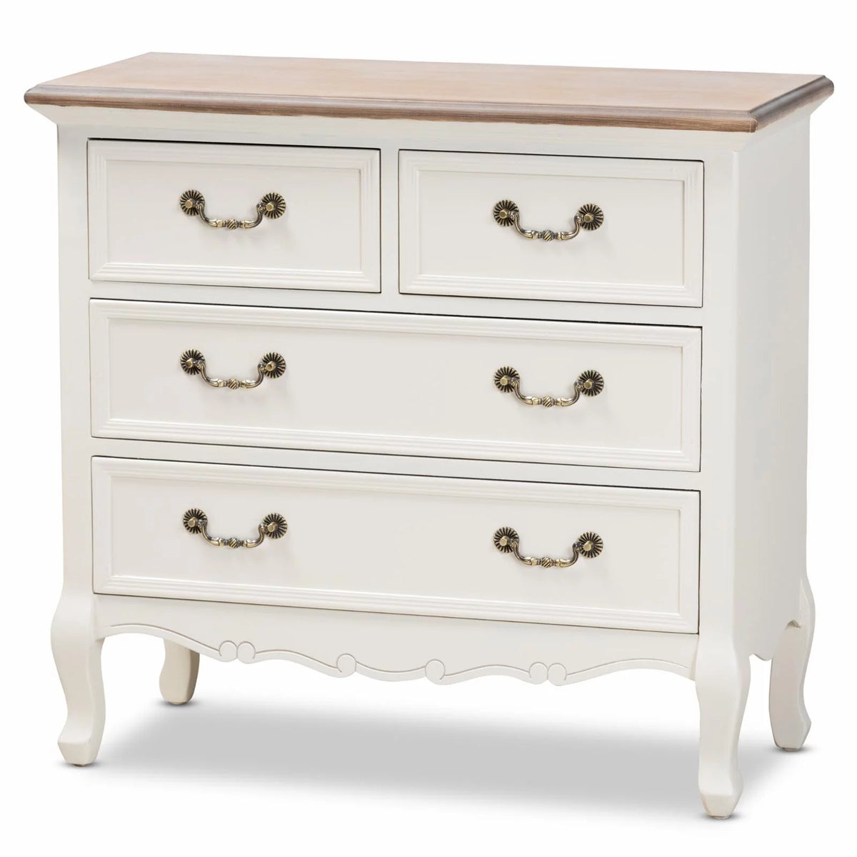 White and Oak 4-Drawer Accent Dresser L981078