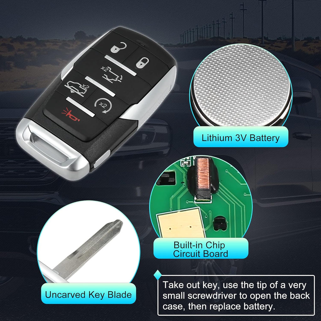 Replacement Keyless Entry Remote Car Key Fob 6 Buttons with Door Key W821