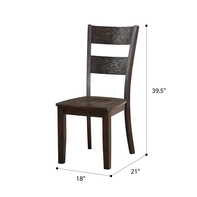 Brown Ladder Back Dining Side Chair Set of 2 J895